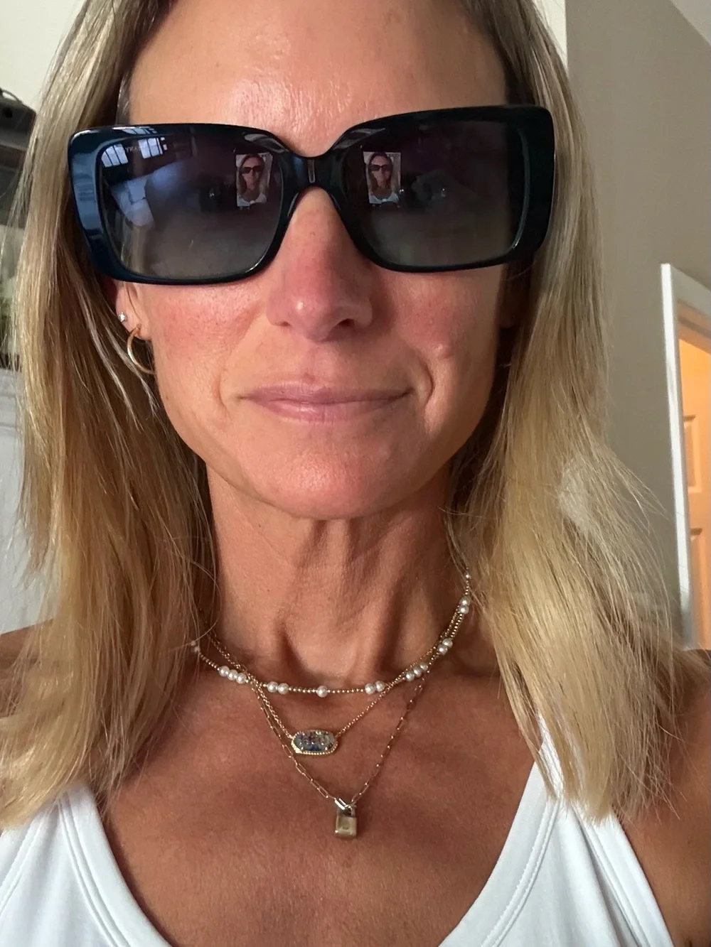 Tiffany & Co. Black Rectangular Sunglasses with Blue Gradient Lenses